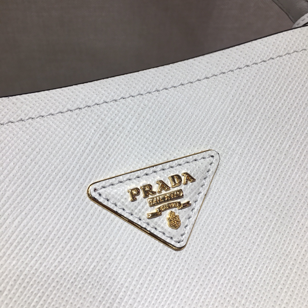 Prada Matinee Saffiano Leather Handbag Bag Tote White 1BA282